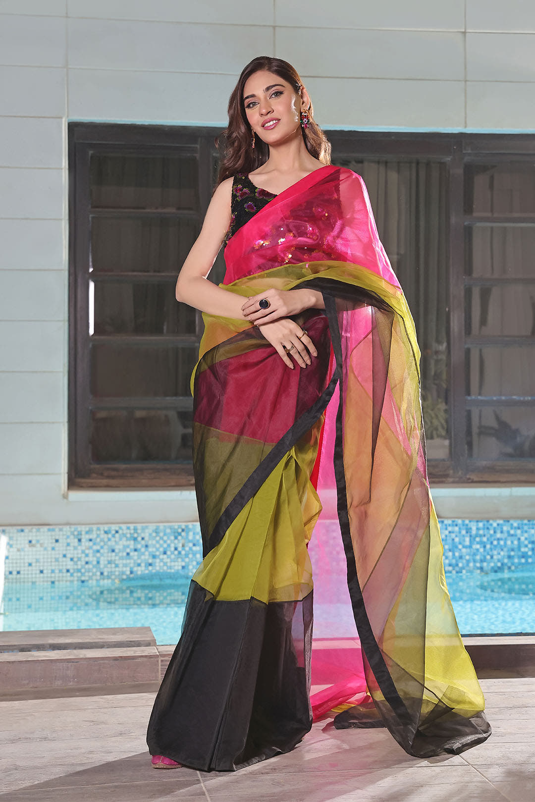 SANA'S organza saree Pakistan occasion wear