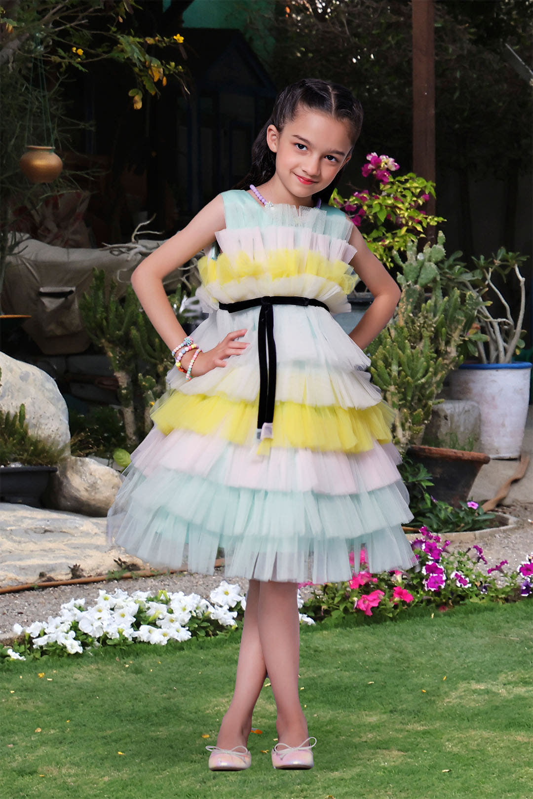 SANA'S net frock Pakistan party wear