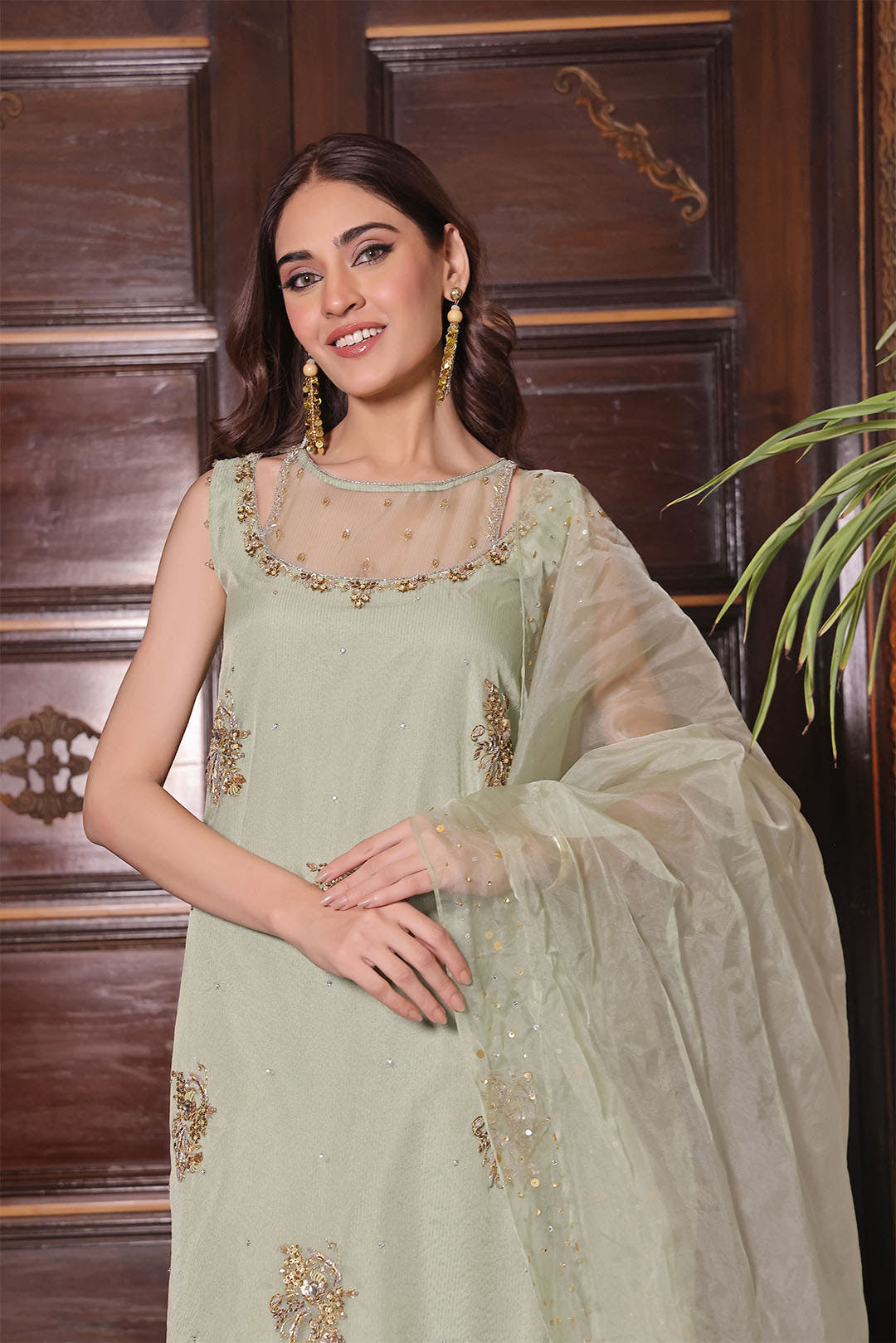 SANA'S red embroidered suit Pakistan occasion wear