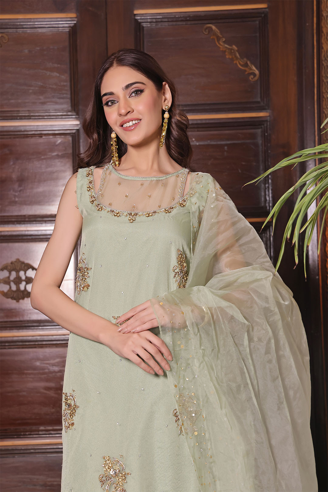 SANA'S red embroidered suit Pakistan occasion wear