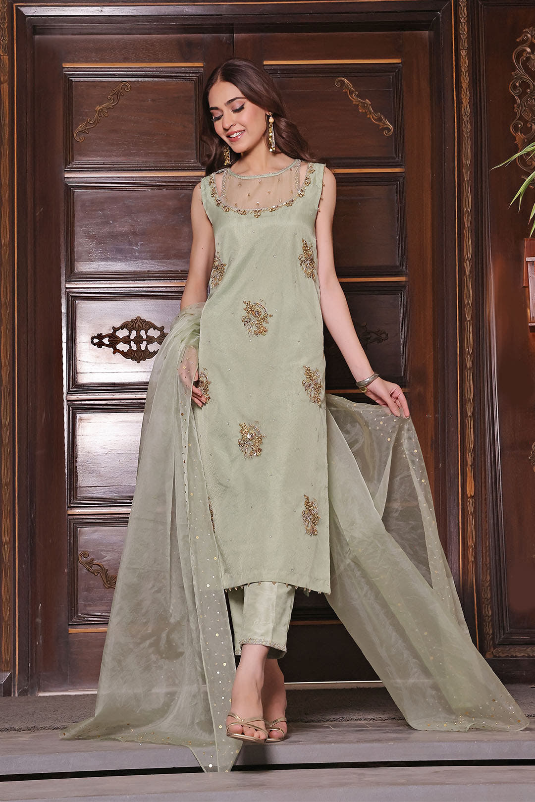 SANA'S red embroidered suit Pakistan occasion wear