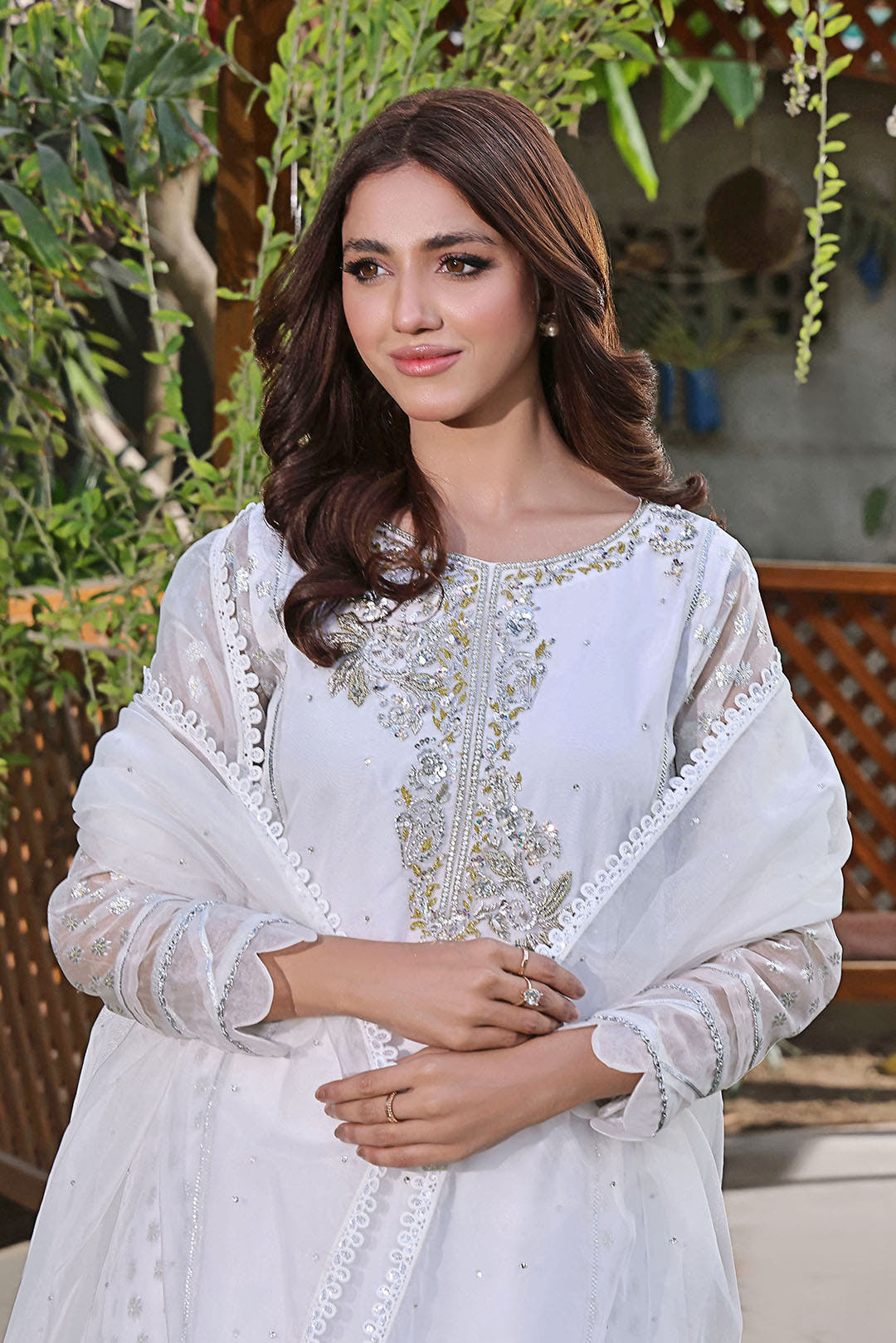 SANA'S red embroidered suit Pakistan occasion wear