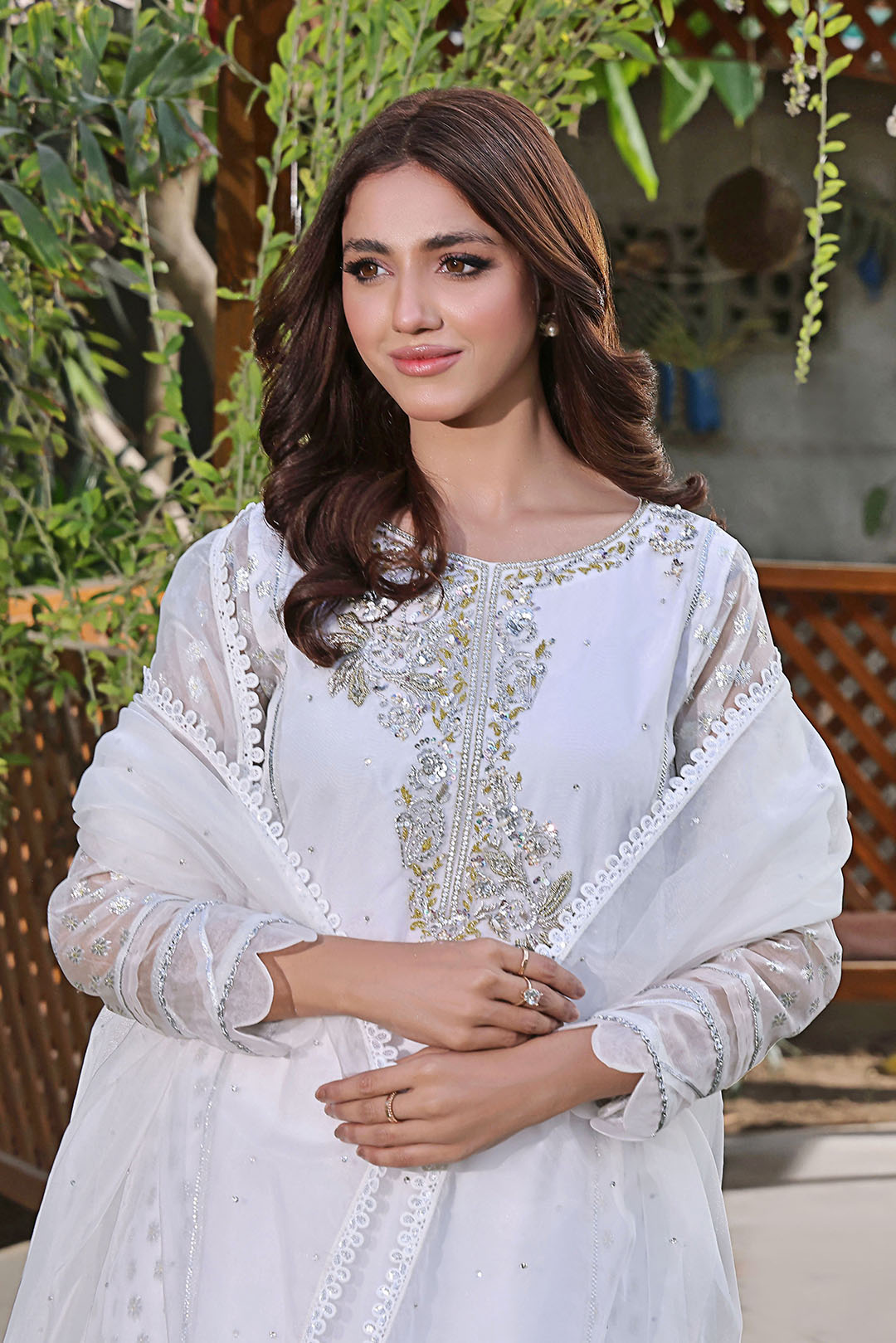 SANA'S red embroidered suit Pakistan occasion wear