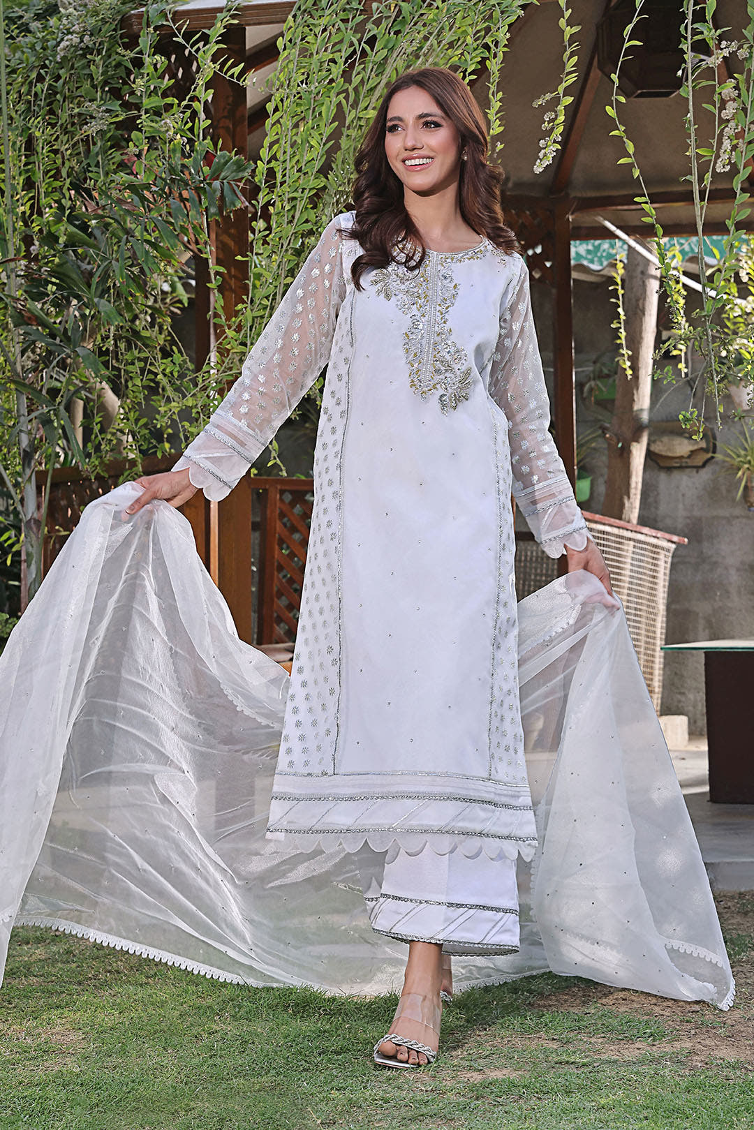 SANA'S red embroidered suit Pakistan occasion wear