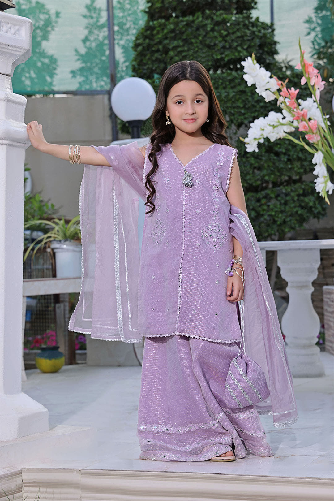 SANA'S red embroidered organza plazo suit Pakistan occasion wear