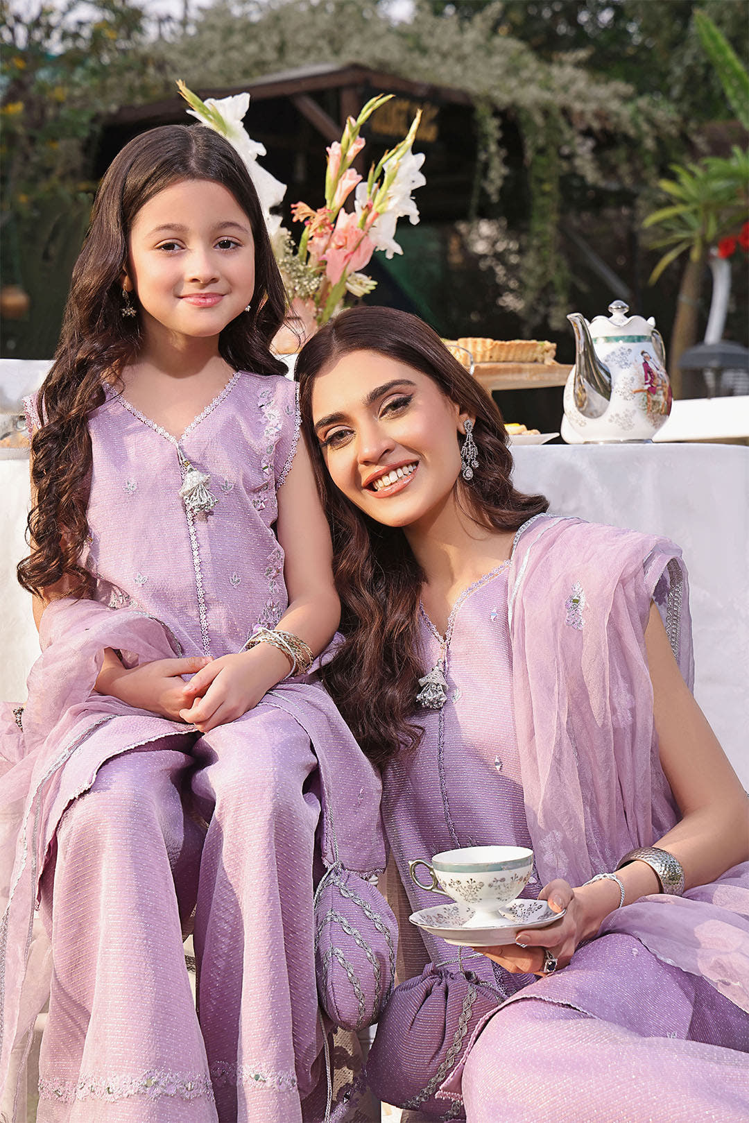 SANA'S red embroidered organza plazo suit Pakistan occasion wear