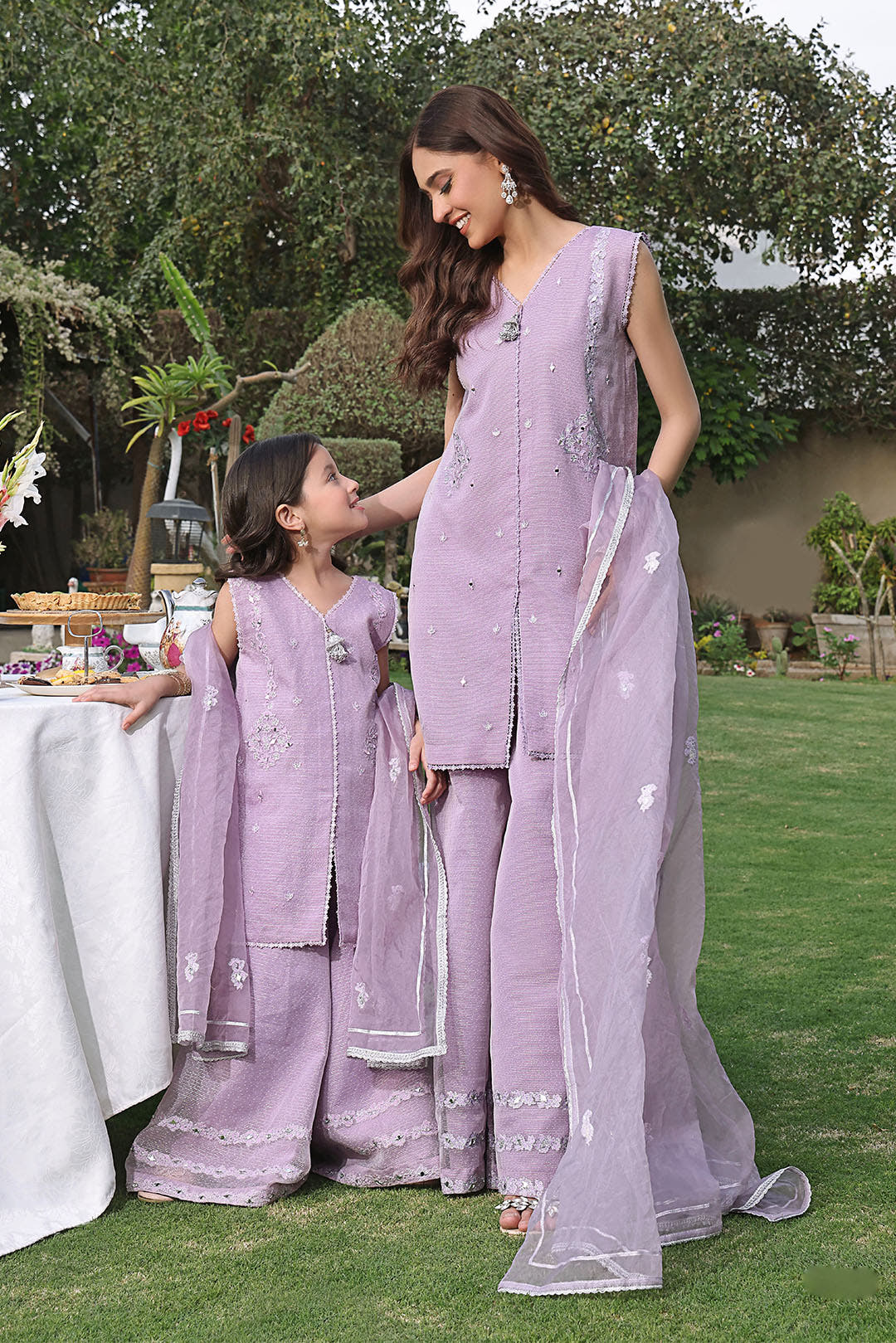 SANA'S red embroidered organza plazo suit Pakistan occasion wear