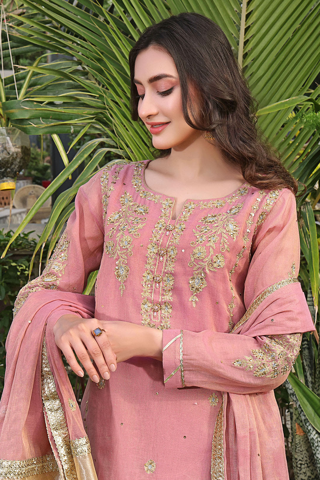 SANA'S red embroidered suit Pakistan occasion wear