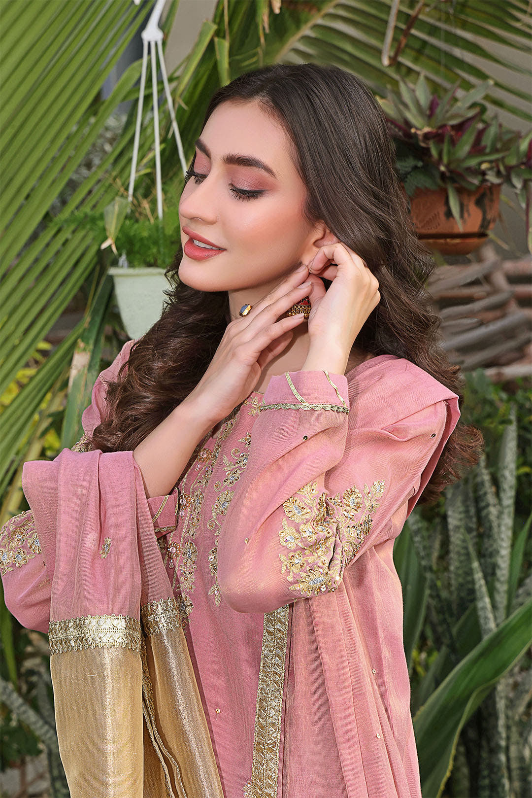 SANA'S red embroidered suit Pakistan occasion wear