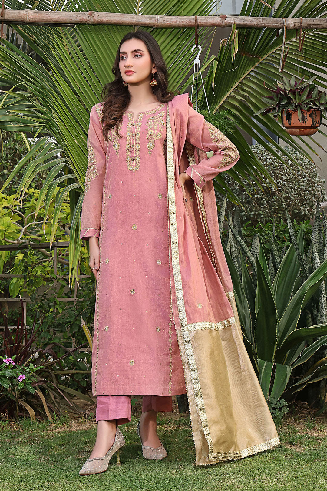 SANA'S red embroidered suit Pakistan occasion wear