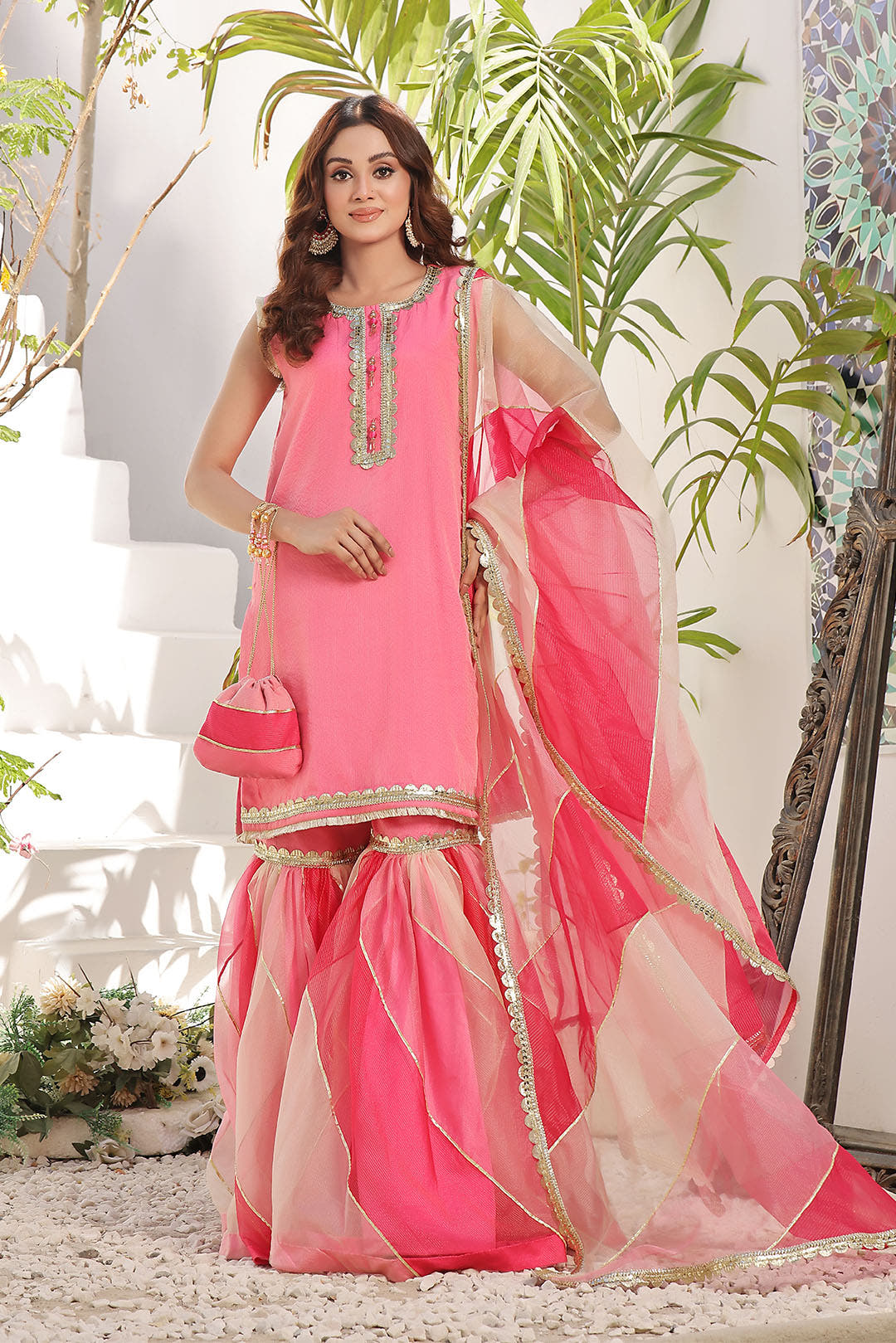 SANA'S zari organza gharara suit Pakistan occasion wear
