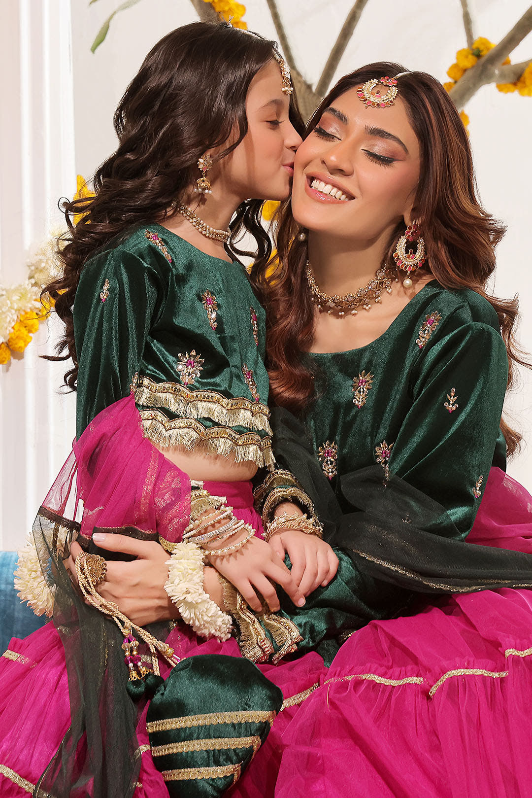 SANA'S red embroidered velvet lehenga Pakistan occasion wear