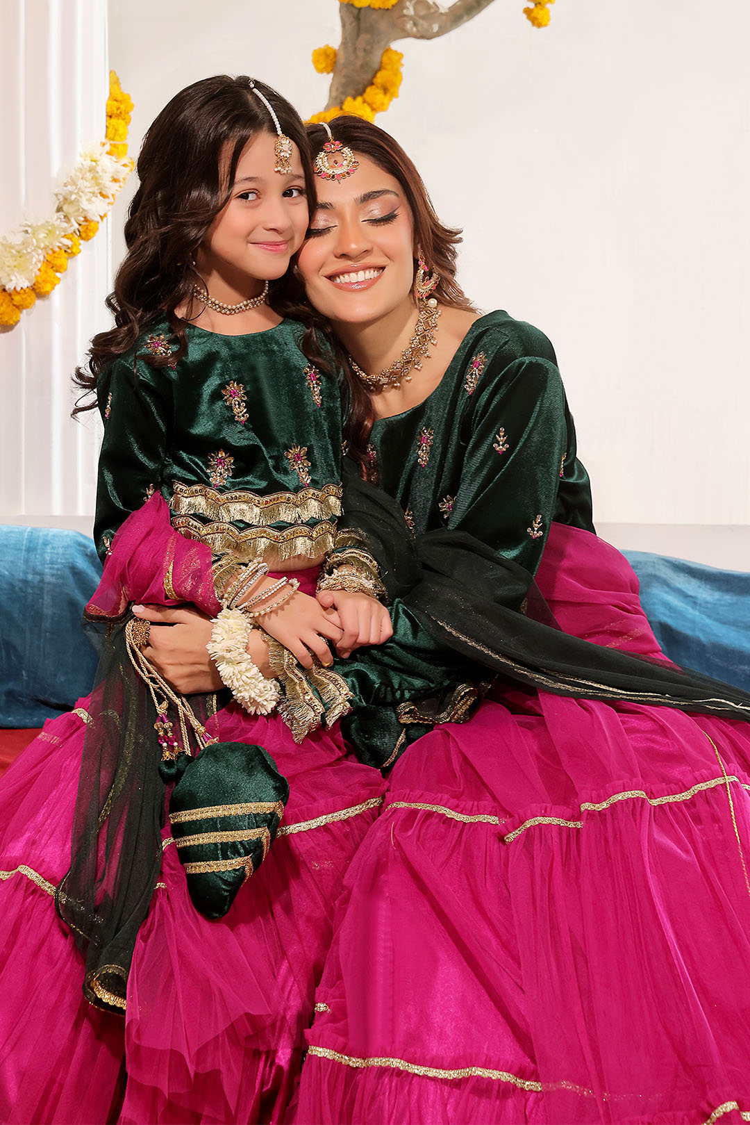 SANA'S red embroidered velvet lehenga Pakistan occasion wear