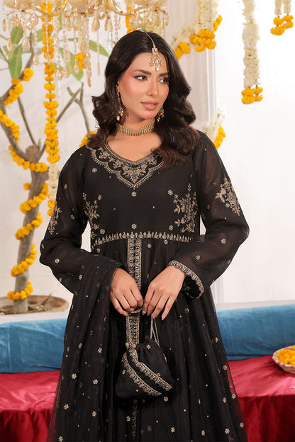 Zari Embroidered A Line Deluxe Net Maxi | SHENDI | S123247