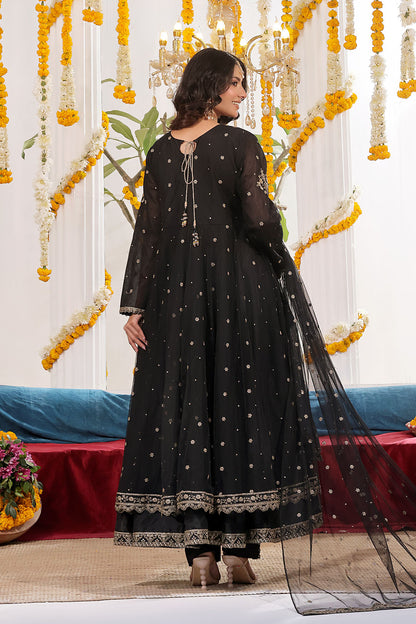 Zari Embroidered A Line Deluxe Net Maxi | SHENDI | S123247
