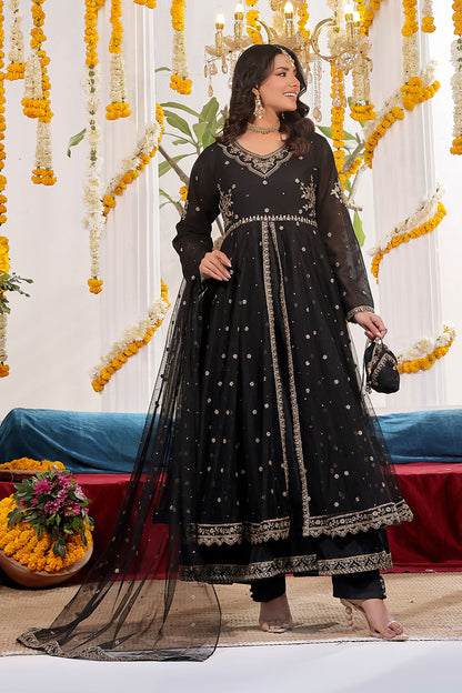 Zari Embroidered A Line Deluxe Net Maxi | SHENDI | S123247
