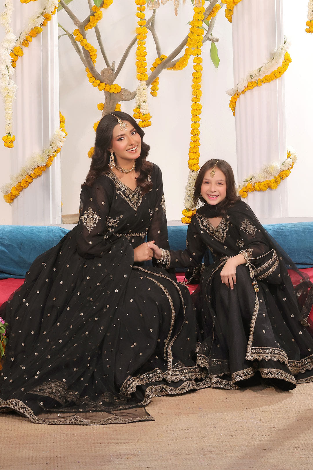 SANA'S red embroidered net maxi dress Pakistan occasion wear