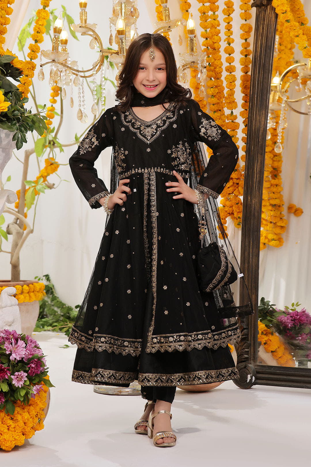 SANA'S red embroidered net maxi dress Pakistan occasion wear