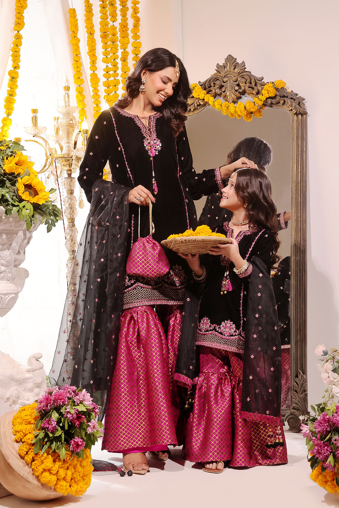 SANA'S red embroidered velvet gharara suit Pakistan occasion wear