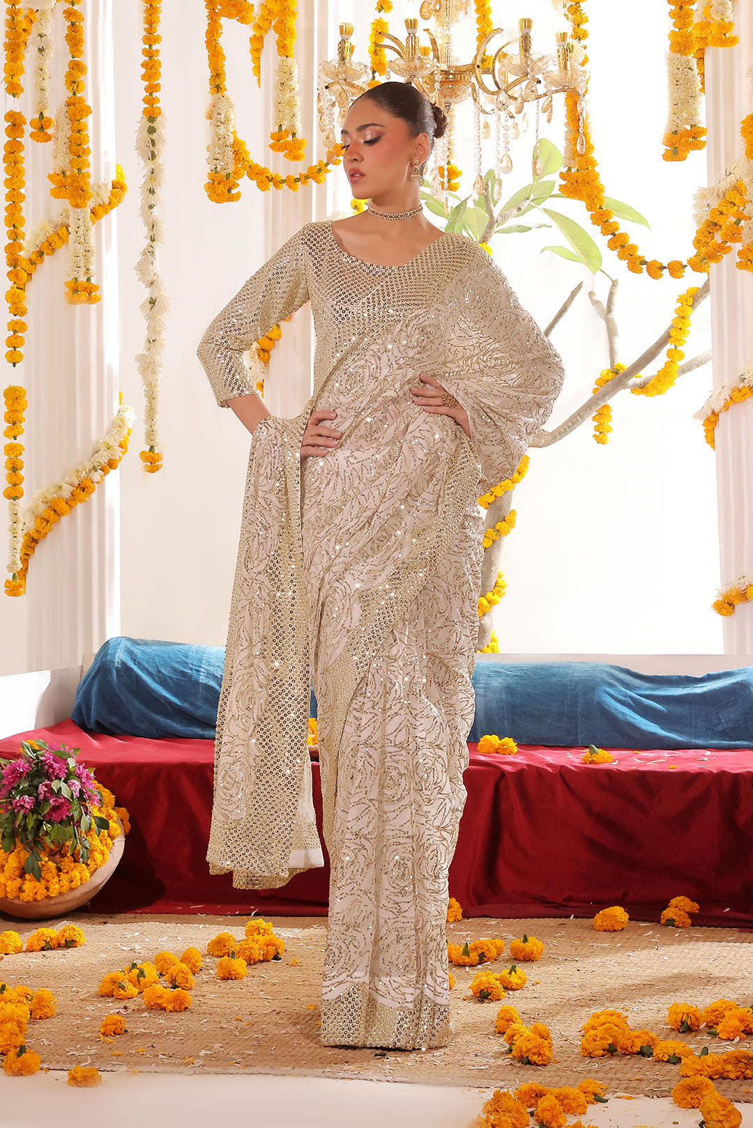 SANA'S chiffon saree Pakistan occasion wear