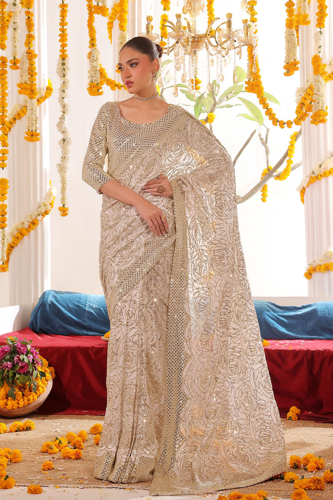 SANA'S chiffon saree Pakistan occasion wear