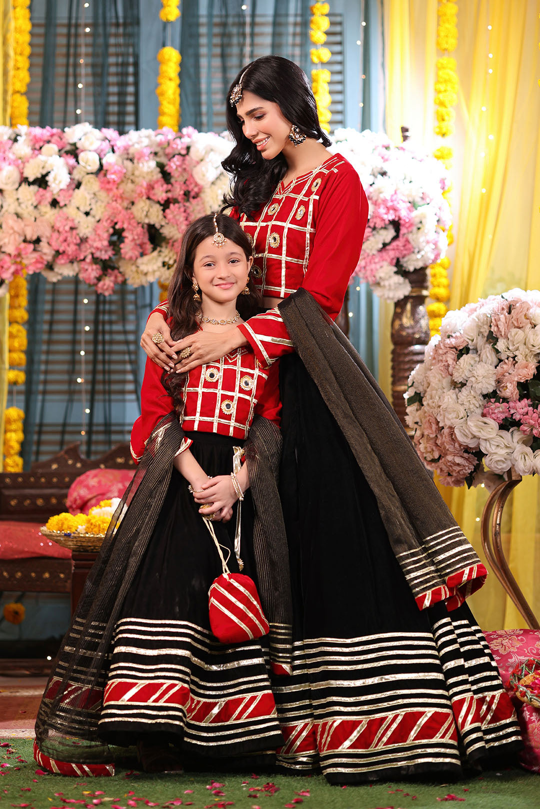 Gotta Mirror Work Velvet Lehenga Choli | SHENDI | L3276