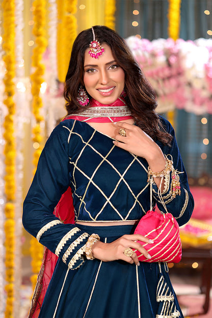 Gotta Work Velvet Lehenga Choli | SHENDI | L123278