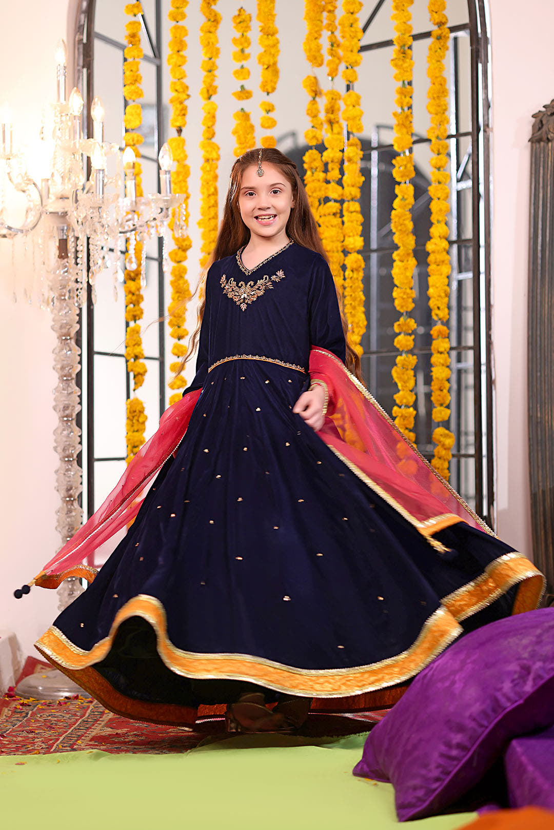 SANA'S red embroidered velvet maxi dress Pakistan occasion wear