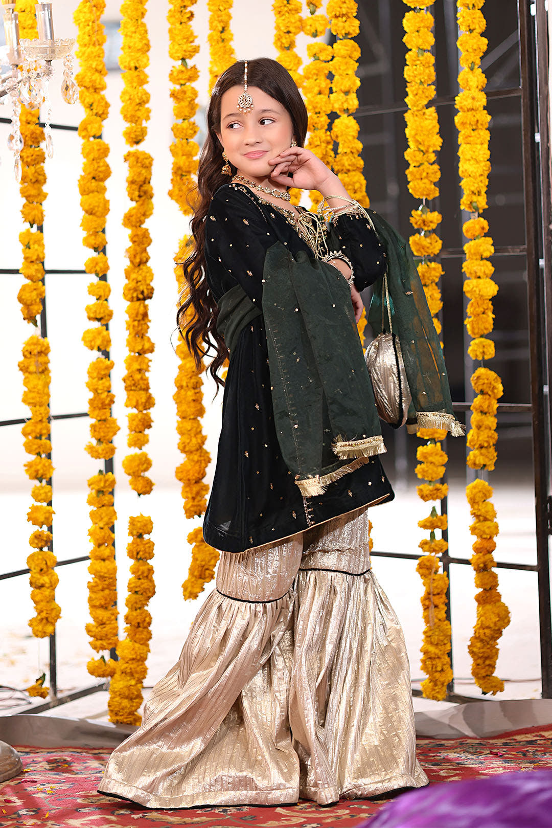 SANA'S red embroidered velvet gharara suit Pakistan occasion wear