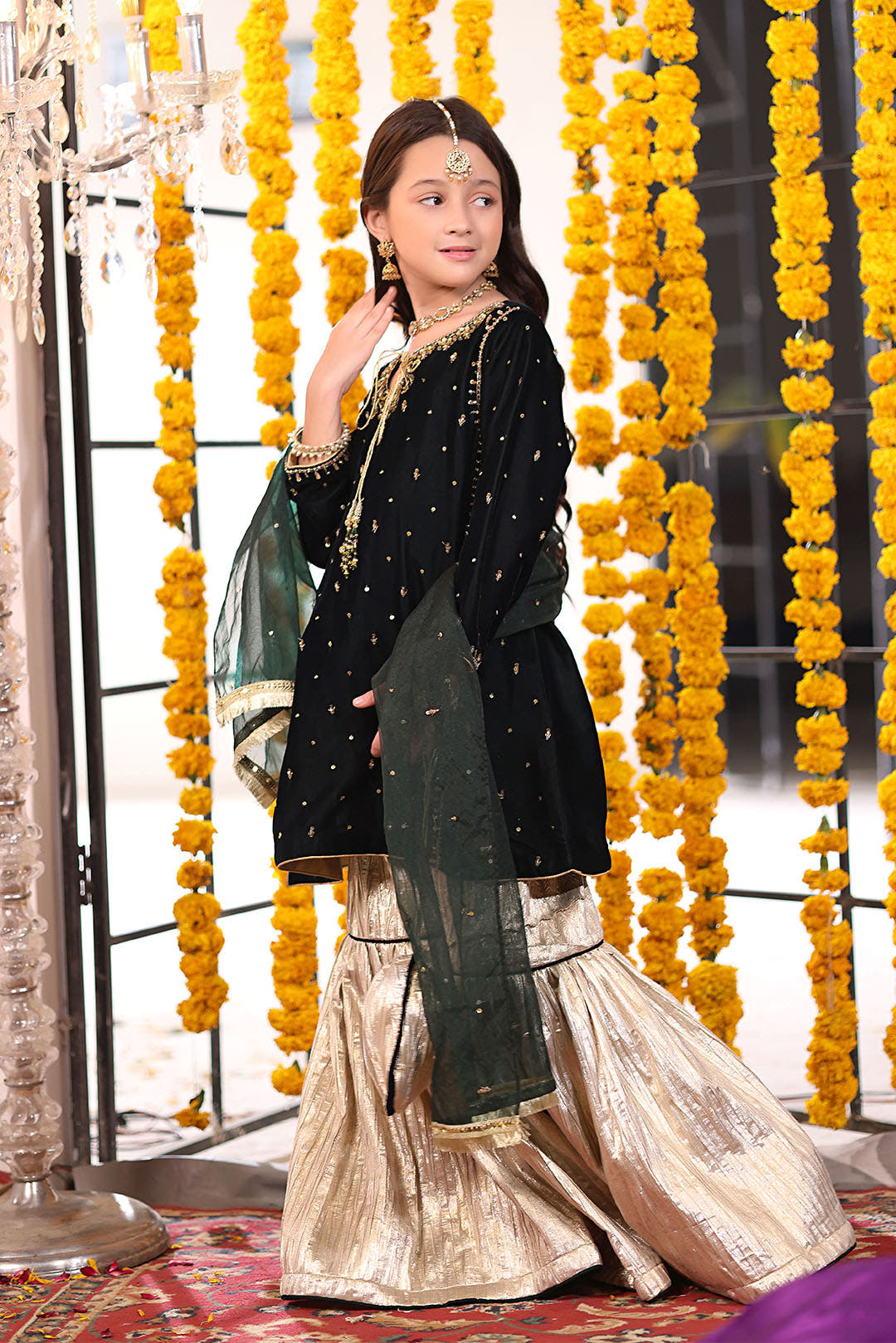 SANA'S red embroidered velvet gharara suit Pakistan occasion wear