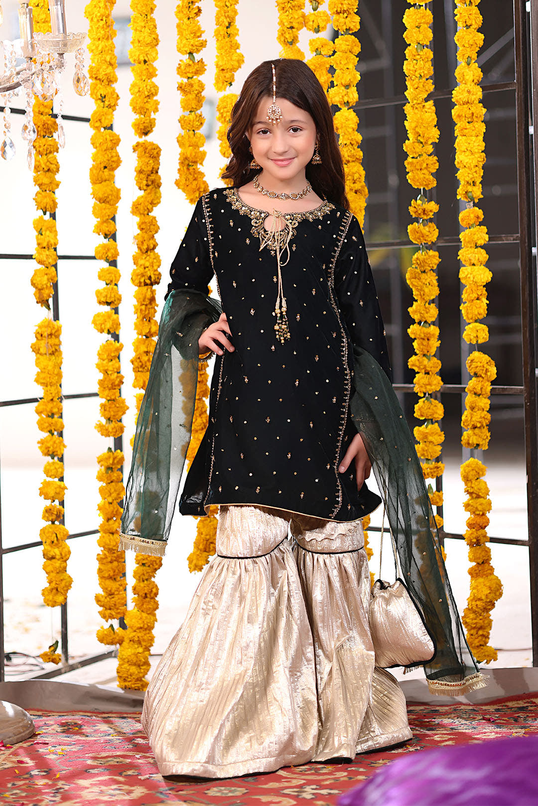 SANA'S red embroidered velvet gharara suit Pakistan occasion wear