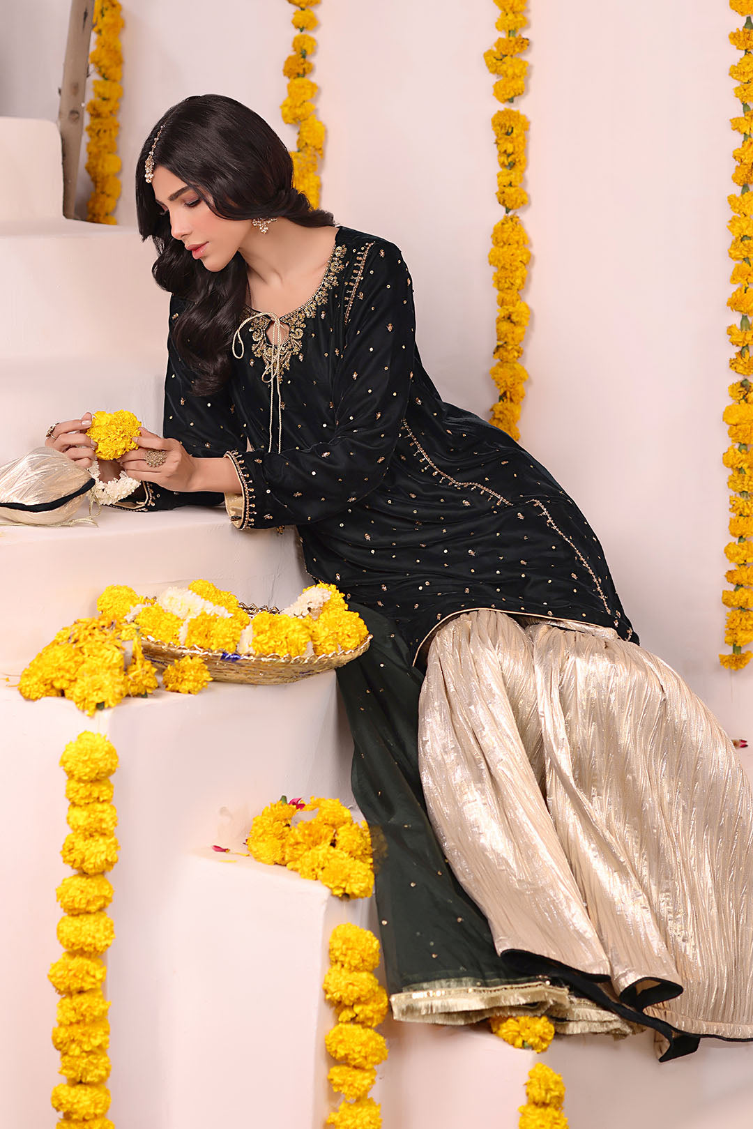 Handwork Embroidered Velvet Gharara Suit | SEHNDI | G123277