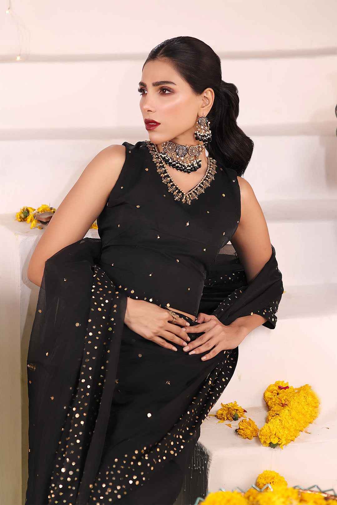 Sequins Work Organza Saree | SHENDI | SR202366