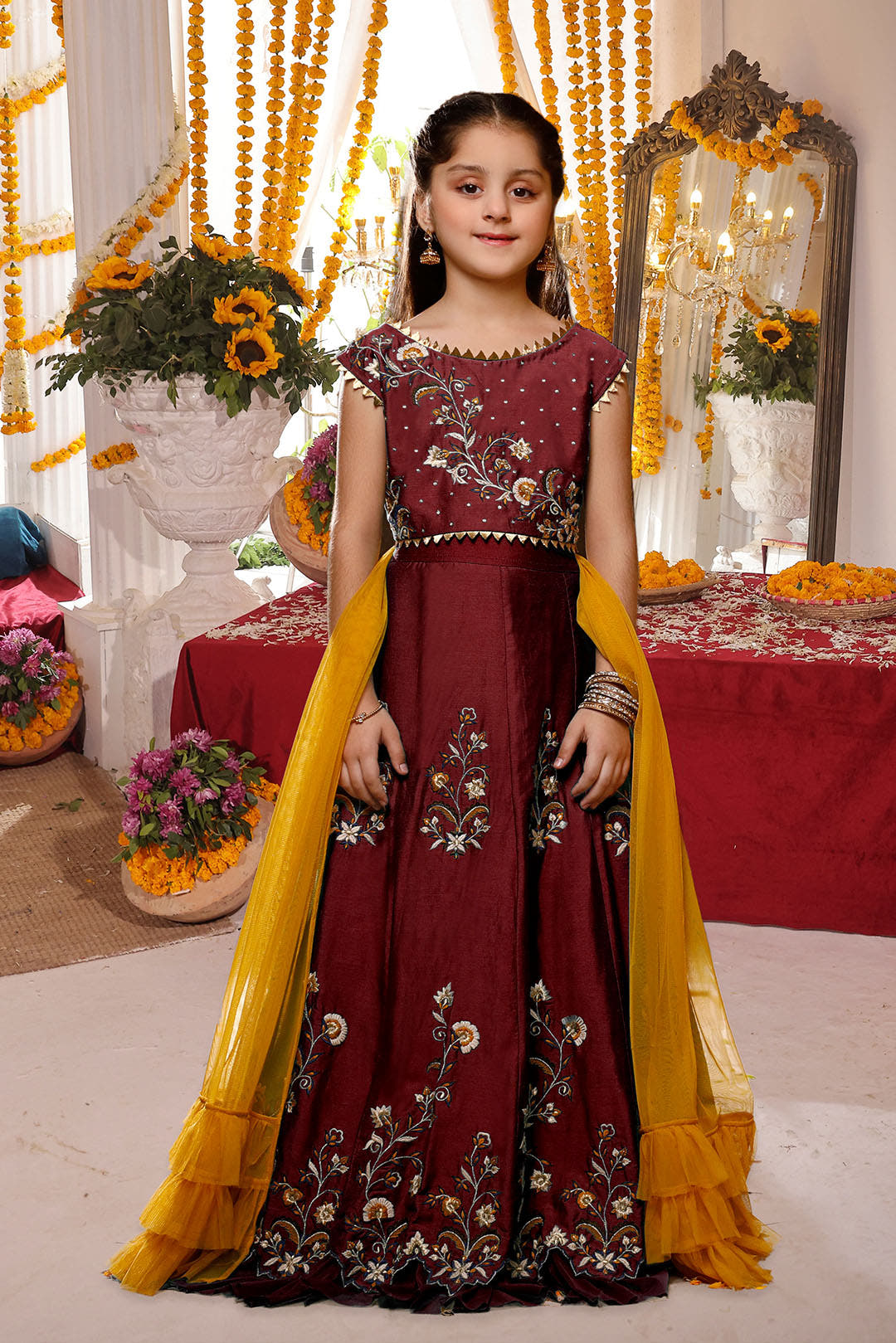 SANA'S red resham raw silk lehenga Pakistan occasion wear