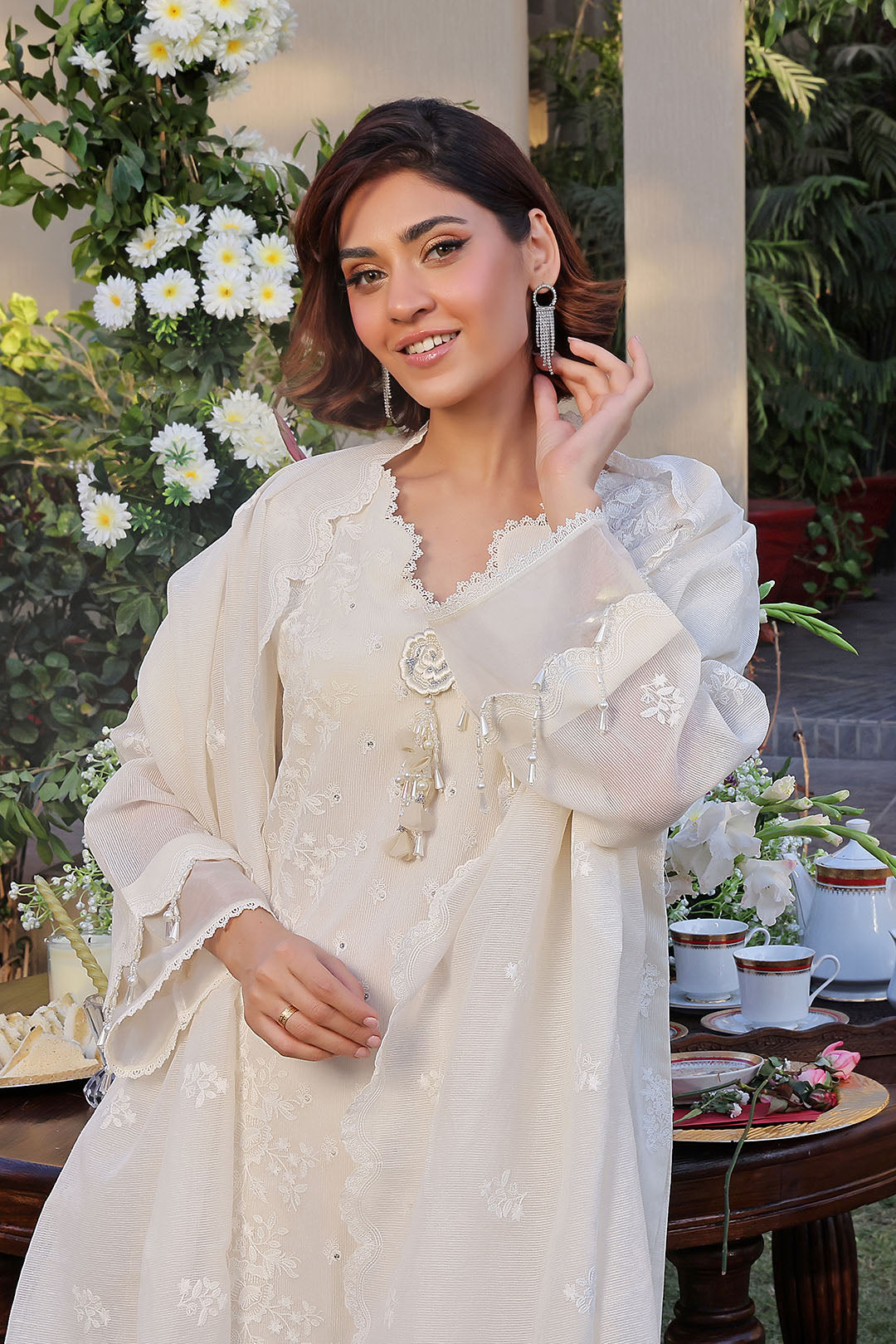 Unstitched Embroidered Khaddi Net Suit | UN-S8005