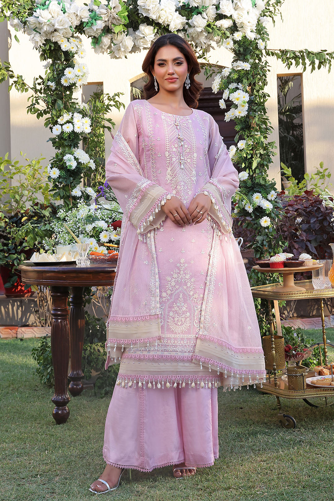 Unstitched Embroidered Khaddi Net Suit | UN-S8003