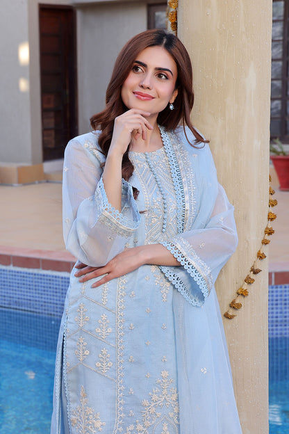 Unstitched Embroidered Khaddi Net Suit | UN-S8002