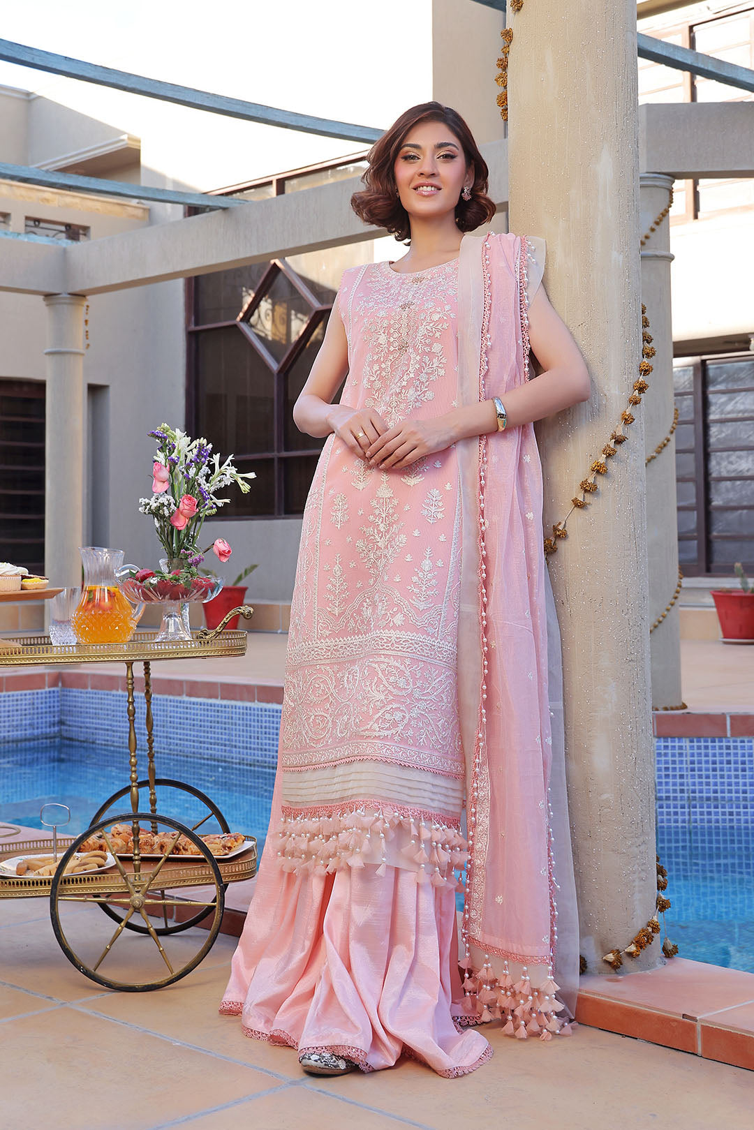 Unstitched Embroidered Khaddi Net Suit | UN-S8001