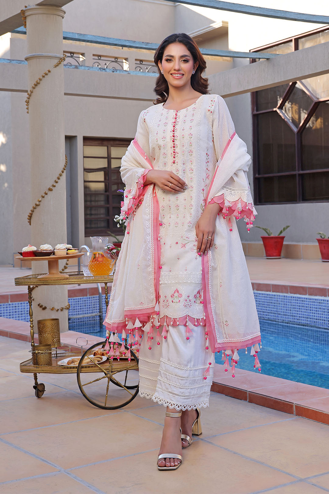 Unstitched Embroidered Khaddi Net Suit | UN-S8004