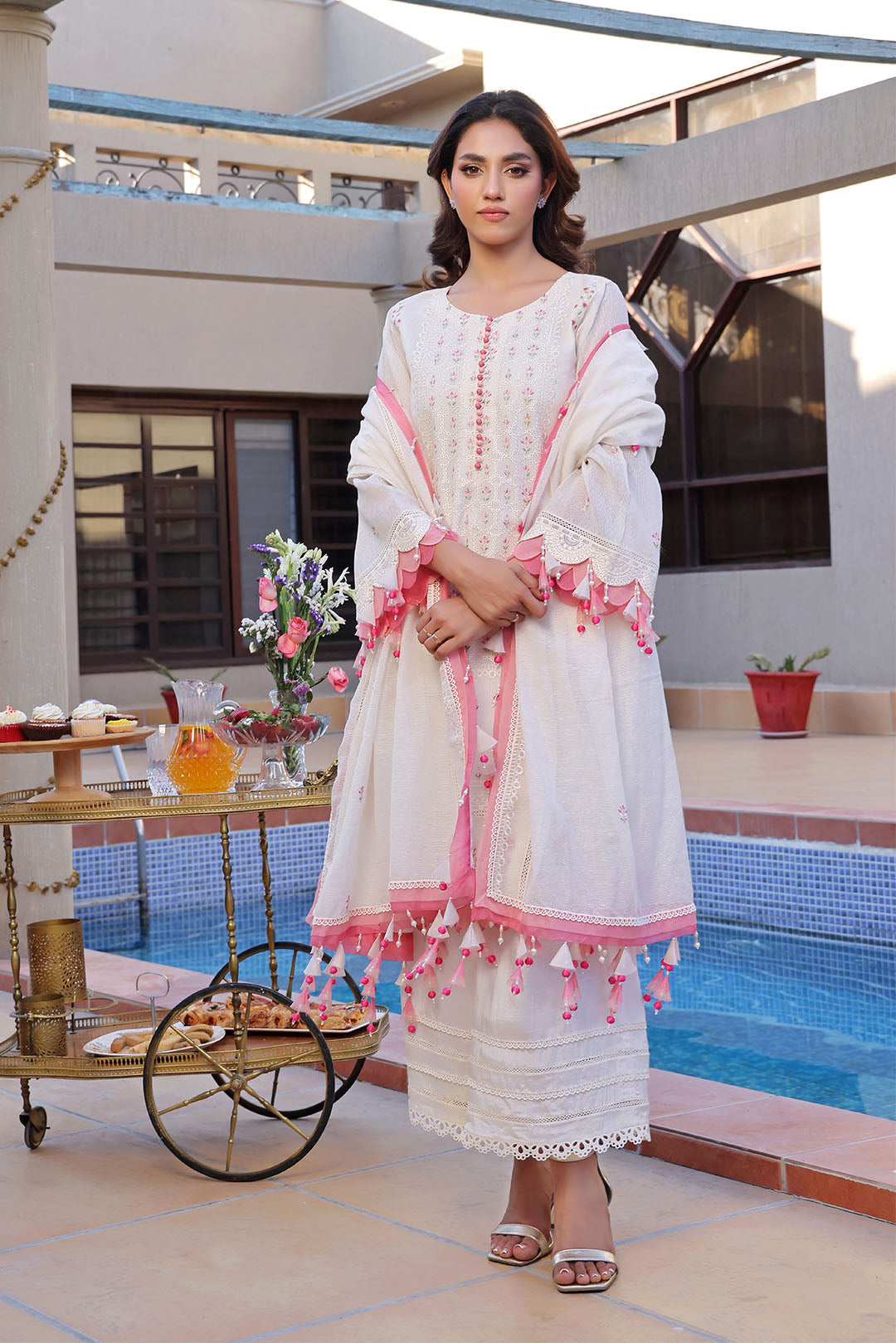 Unstitched Embroidered Khaddi Net Suit | UN-S8004