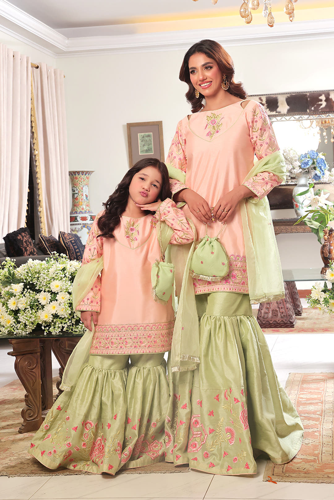 SANA'S red embroidered gharara suit Pakistan occasion wear