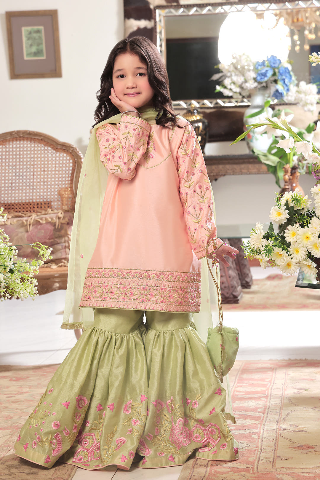 SANA'S red embroidered gharara suit Pakistan occasion wear