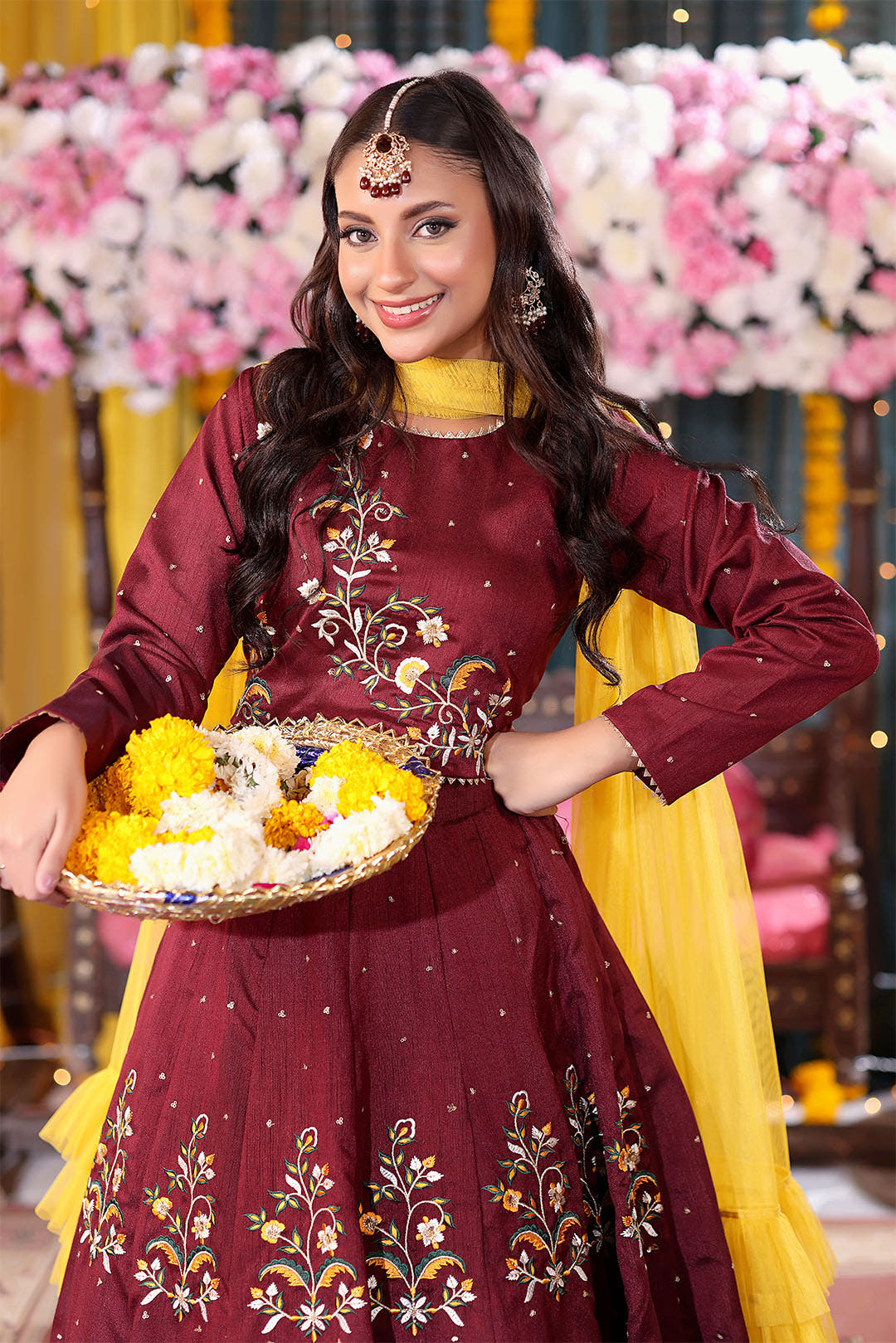 SANA'S red resham raw silk lehenga Pakistan occasion wear