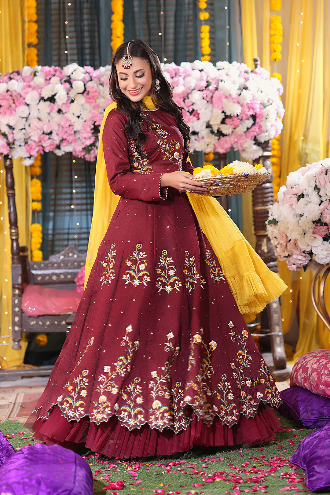 Resham Embroidered Raw Silk Lehenga Choli | SHENDI | L123274