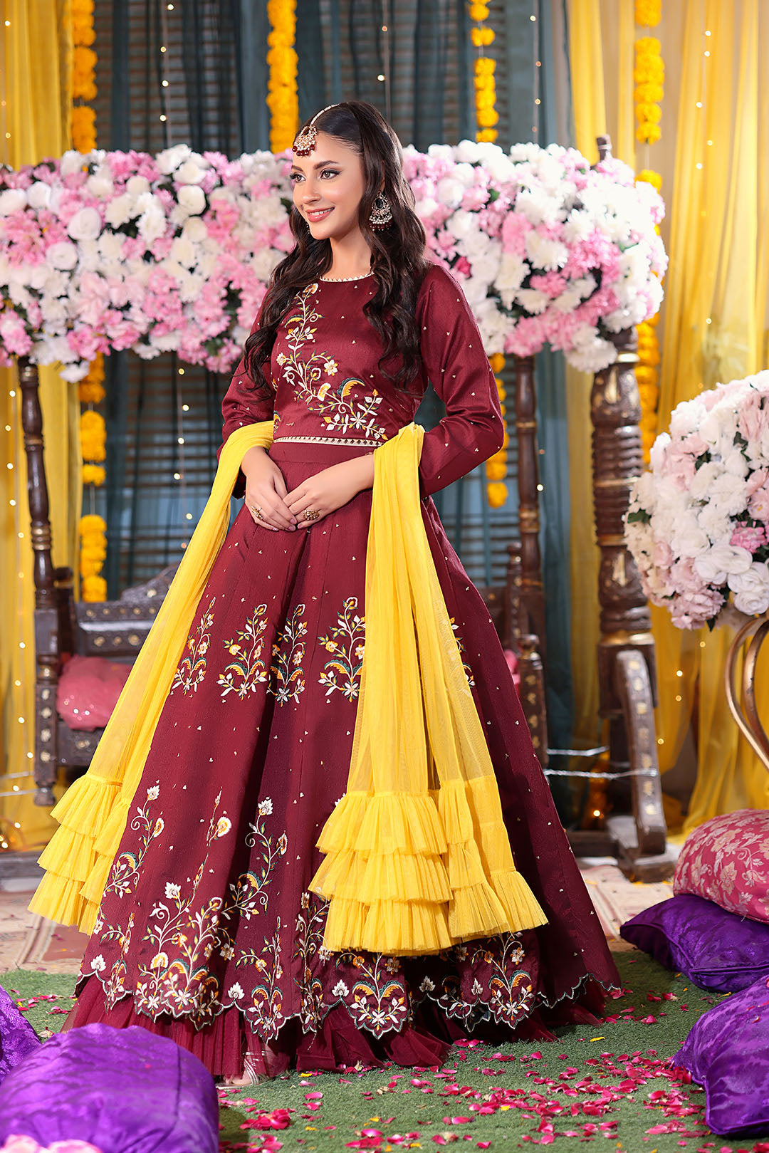 Resham Embroidered Raw Silk Lehenga Choli | SHENDI | L123274