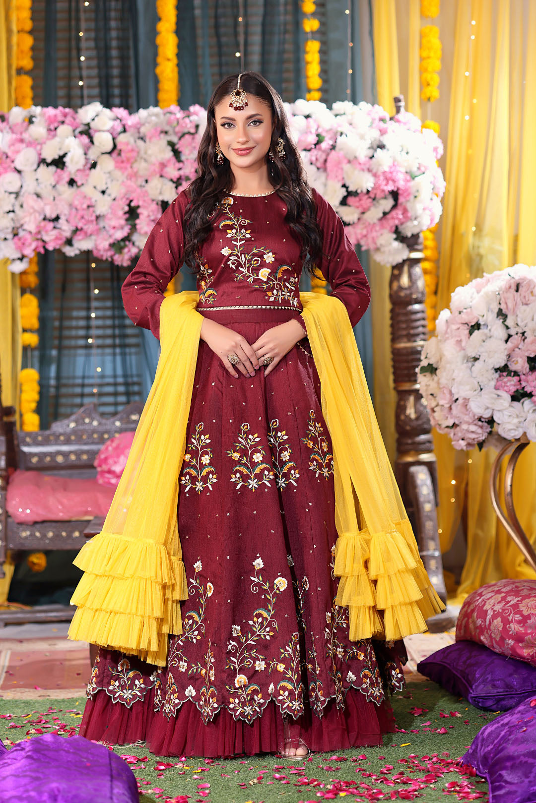 Resham Embroidered Raw Silk Lehenga Choli | SHENDI | L123274