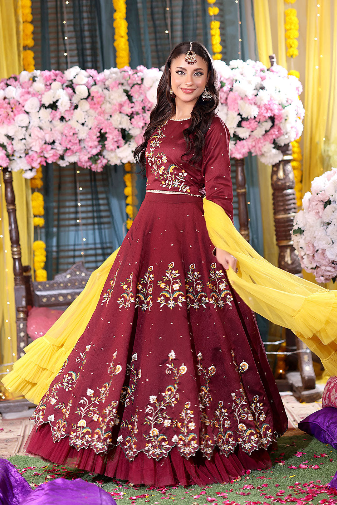 SANA'S red resham raw silk lehenga Pakistan occasion wear