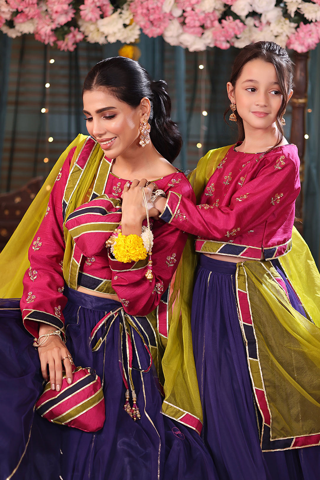 HANDWORK EMBROIDERED RAW SILK & NET LEHENGA CHOLI SHENDI | L3281