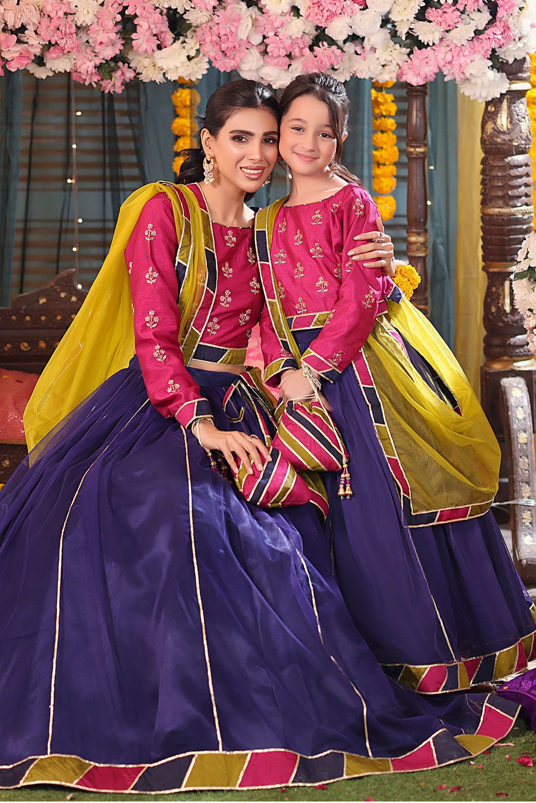 HANDWORK EMBROIDERED RAW SILK & NET LEHENGA CHOLI SHENDI | L3281