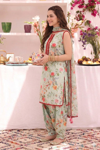 Floral Printed Lawn Chicken Kari 3pc Suit | ZEB | S123291